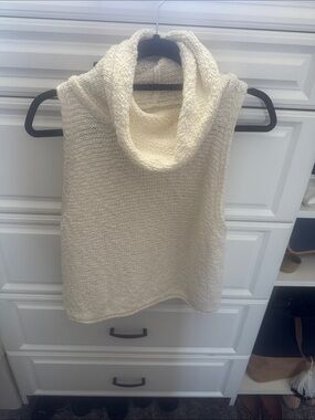 By Together Cream Sleeveless Cowl Neck Sweater